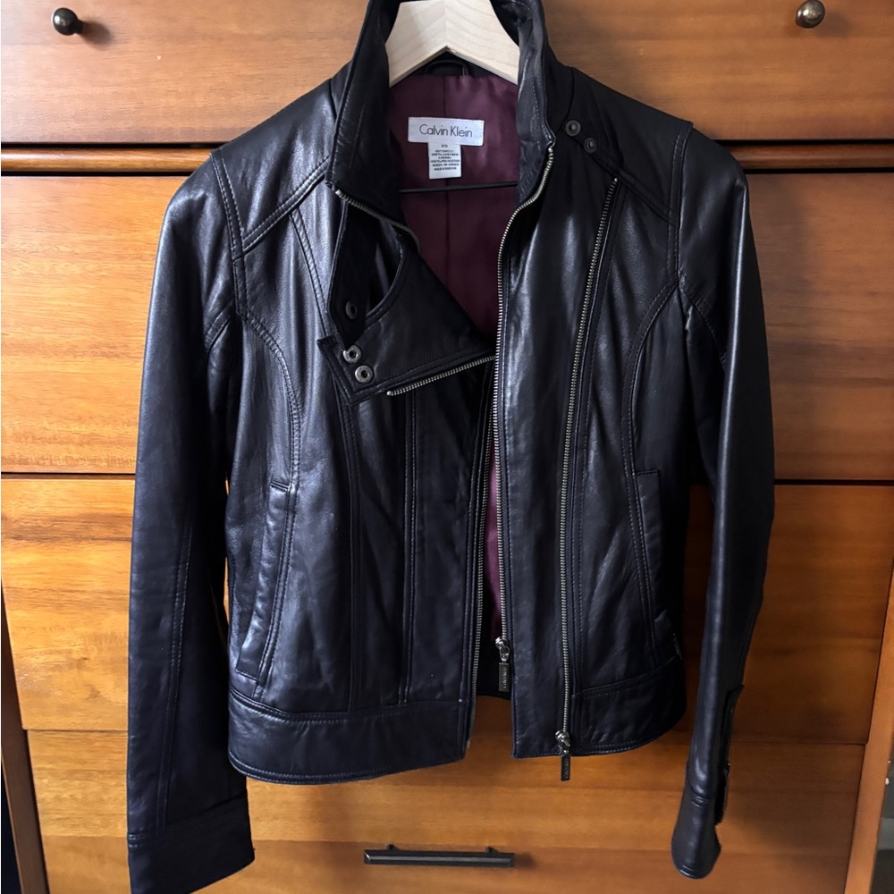 Calvin Klein Women’s Black Leather Jacket XS